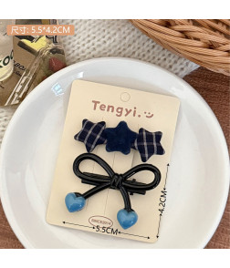 Mallard Style Hair Clip Set with Star & Plaid Design