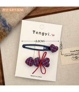 Mallard Style Hair Clip Set with Star & Plaid Design